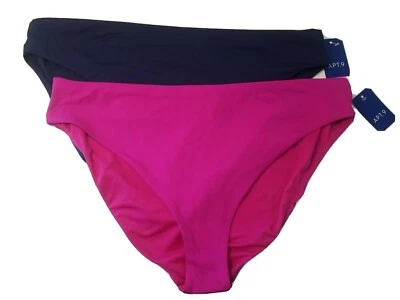 APT 9 Kohls Plus Size High Leg Swim Suit Bottoms XXL Solid Pink & Navy Lot/2 NWT - Imagem 1 de 4