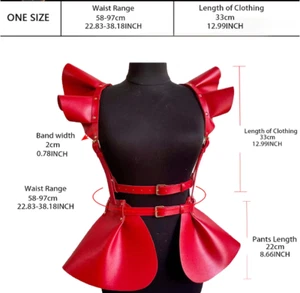 ๐ Women's Red PU Leather Body Harness with Skirt Gothic Style Shoulders NEW๐ฅ - Picture 1 of 3