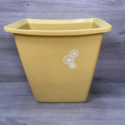 "Basura de baño Rubbermaid cosecha margaritas doradas de colección años 70 2952 10"" de alto" Foto 1 de 4
