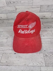 Vintage CORDUROY 1990s Detroit Red Wings Snapback Hat RARE Logo 7 NHL Hockey - Picture 1 of 8