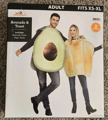 Túnicas pulóver de 2 piezas disfraz de Halloween de aguacate y tostadas para parejas adultas  Foto 1 de 4