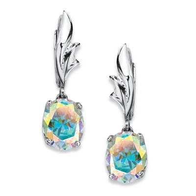 5.08 TCW Aurora Borealis Cubic Zirconia Drop Earrings in .925 Sterling Silver - Image 1 of 4
