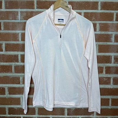 Top Pullover Orvis Mujer Pequeño Rosa 1/4 Cremallera Manga Larga Mezcla Rendimiento Foto 1 de 4
