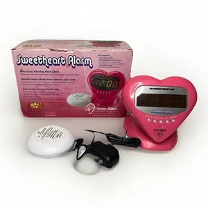 Sonic Boom Alert Loud Sweetheart Alarm Clock Bed Shaker Vibrator Pink/Red Heart - Picture 1 of 3