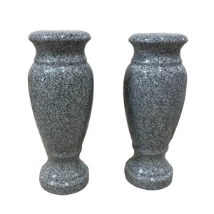 2 Jarrones de granito gris monumento cementerio lápida flor conmemorativa 10x4-G - Imagen 1 de 1
