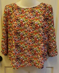 Cottage Core Prairie Blouse Women Sz Small Boho Hippie Floral Pleats Sheer XXI - Picture 1 of 11