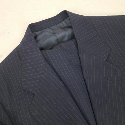 Ermenegildo Zegna Trofeo Superfine Australian Wool Blue Pinstripe 2 Pc Suit 44S - Image 1 of 4