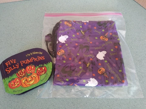 Longaberger Halloween Party Treat bag Drawstring Backpack style NEW w/bonus book Cover
