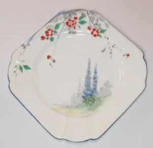 Shelley 11668 Delphiniums & Roses 6 1/4" Side Tea Sandwich Plate c1935 VGC - Picture 1 of 6
