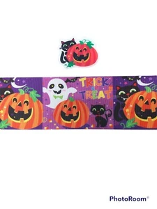 3in Trick Or Treat Grosgrain Ribbon, 3 Yards And 3 Resins Halloween 🎃 - Picture 1 of 1