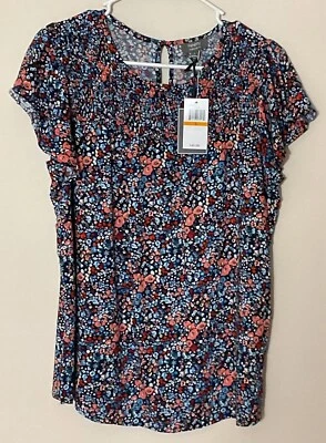 Nuevo con etiquetas Top floral manga acampanada Ninety Clothing Co para mujer talla pequeña precio de venta sugerido por el fabricante $48 Foto 1 de 4