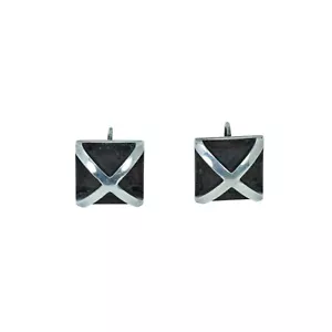 modernist sterling silver square earrings attributed to allan adler screwback - Picture 1 of 3
