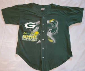 Vintage 1996 Green Bay Packers NFL Baseball Jersey Short Sleeve Shirt Mens L-XL - Picture 1 of 9