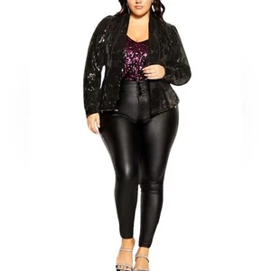 City Chic Hazel Sequin Black jacket Size 22 - Picture 1 of 13