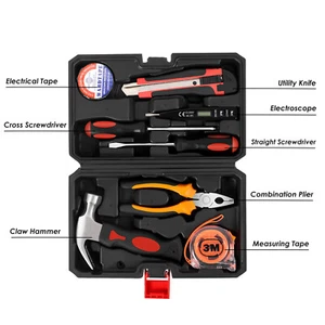 9-Piece General Household Small Hand Tool Kit with Tool Box for Easy Portability - Picture 1 of 8
