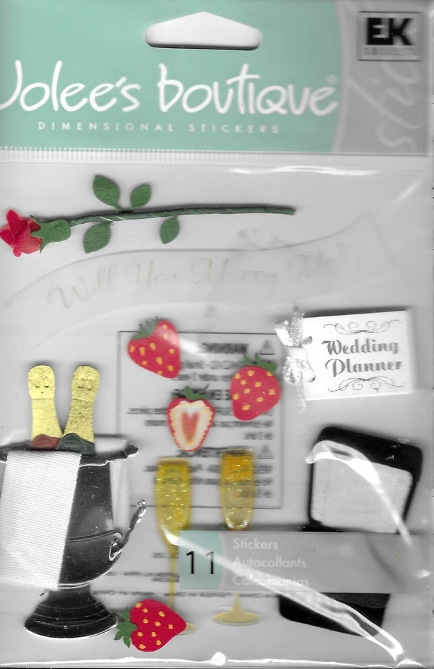 Anillo de compromiso Propuesta I Do rosas matrimonio boda champán pegatinas Jolee's Foto 1 de 1