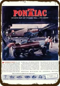 1943 PONTIAC AIRCRAFT CARRIER TORPEDO Vintage Look DECORATIVE REPLICA METAL SIGN - Picture 1 of 1