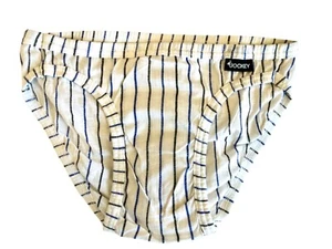 B&BStripes" Vintage Jockey elance Blue & Black Vertical Stripes Bikini -Men's S - Picture 1 of 1