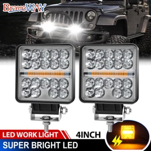 2x 4 Inch Work Cube Side Shooter LED Light Bar Pod White & Amber Strobe Lamp SUV - Bild 1 von 10