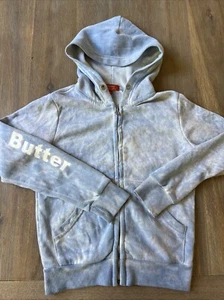 Butter Super Soft Size S Summer Camp Theme LightBlue Hoodie Full Zip W/sequence - Picture 1 of 10