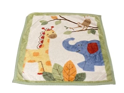 Cobertor de bebê de pelúcia Kidsline lã animal girafa elefante verde berçário neutro - Imagem 1 de 4