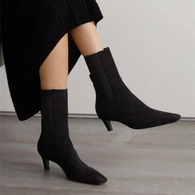 Toteme Women Kitten Heel Skinny Boots Mid-barrel Chelsea Boots - Image 1 of 4