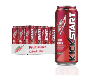 Mountain Dew Kickstart Fruit Punch 16 Fl Oz Cans, (Pack of 12) - Picture 1 of 5