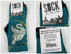 Sock It To Me Women Knee High Socks Swan One Size New - Picture 1 of 6