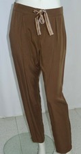 pantalone donna VITA ALTA estivo slim elastico in vita casual TG.44 tabacco