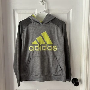 ADIDAS boys hoodie large 10/12 Gray Neon - Picture 1 of 4