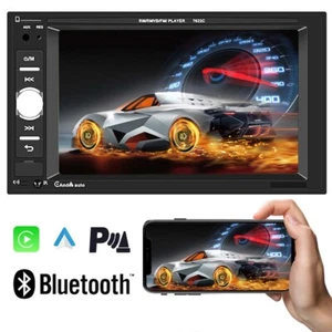 7" Double 2 Din For Carplay Car Radio Android Auto Stereo Touch Screen Bluetooth - Picture 1 of 11
