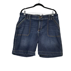 Lee Bermuda Denim Shorts Women Size 16 Blue Pockets Elastic at Waistband Classic - Picture 1 of 6