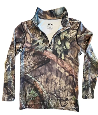XGO Camo Mossy Oak Base Layer Youth 1/4 Zip Mock Neck Pullover Medium - Image 1 of 4