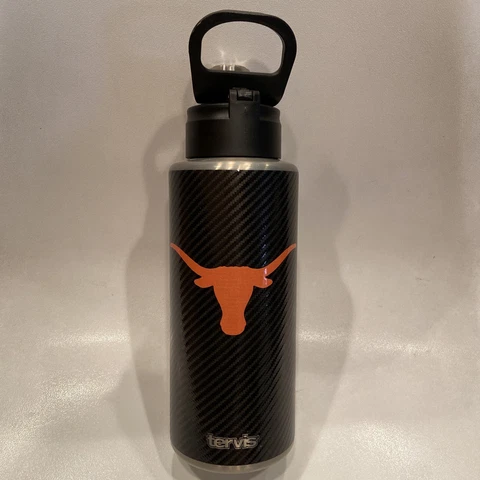 Tervis NEW Ncaa Texas Longhorns 32Oz Carbon Fiber Stainless Steel Water Bottle Cover