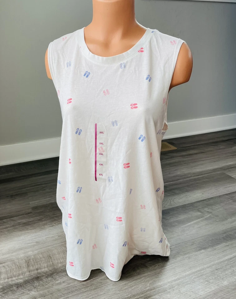 Camiseta sin mangas Doe Chanclas Blanca M Nueva con etiquetas Suave Sin mangas Foto 1 de 4