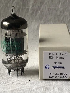 6189 W (ECC82, 12au7) GE Vakuumröhre, Lampe, Röhre, Valve Lampa. NOS NEU IM KARTON - Bild 1 von 2