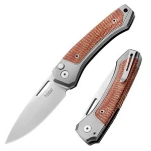 LionSteel Twain Gray Titanium / Natural Canvas Micarta, Satin MagnaCut - Picture 1 of 1