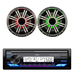 JVC Marine Bluetooth Stereo Receiver, 2 x 6.5" 195W LED Silver Speakers - Picture 1 of 5
