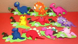 3D DINOSAUR GLITTER BIRTHDAY PARTY SUPPLY DECORATION FOAM FOMI FIGURES 10 PACK - Picture 1 of 5
