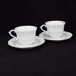 Lote de 2 platillos de taza de café Baum Southington Golden Rhapsody con adornos dorados de porcelana fina - Imagen 1 de 10