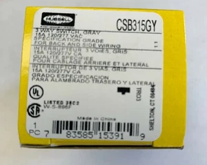 Hubbell CSB315Gy 15A 3 Way Switch - Gray - New - Box of 10 - Picture 1 of 3