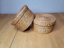 Vintage Woven 2 - 6" Round Basket Box Sets w lids Round Decor