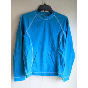 Lands' End Women's Blue Long Sleeve Crew Neck Nylon-Spandex T-shirt Top Size S - Picture 1 of 4