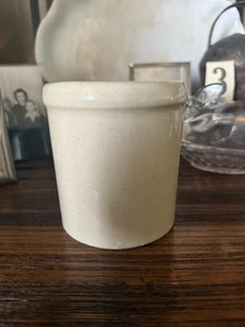 Vintage Ohio Stoneware Crock Farmhouse Decor beige 4” X3,5” gres made in USA - Foto 1 di 8