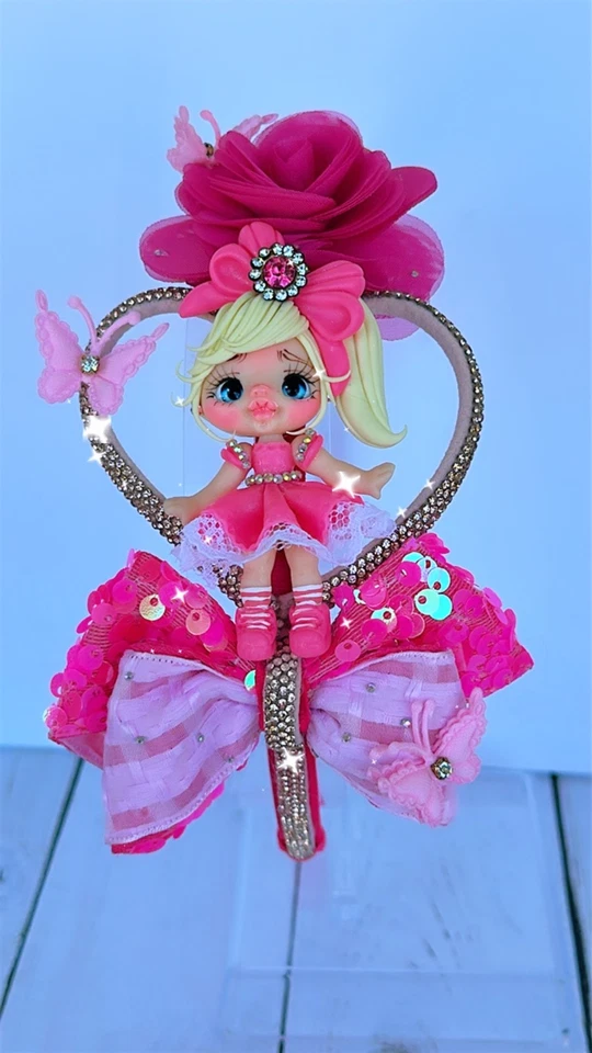 grampos de cabelo para meninas com boneca de barro feitos à mão e faixa de cabeça Barbie menina - Imagem 1 de 4