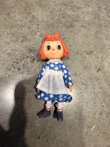Bambola vintage Raggedy Ann gomma morbida blu bianca posabile - Foto 1 di 3
