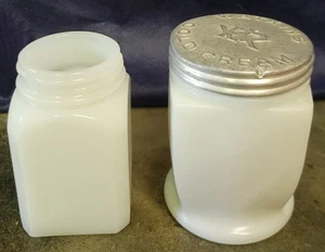 Tarro de crema fría Watkins Art Deco vidrio de leche lata tapa de aluminio + 1 hecho en EE. UU. - Imagen 1 de 12