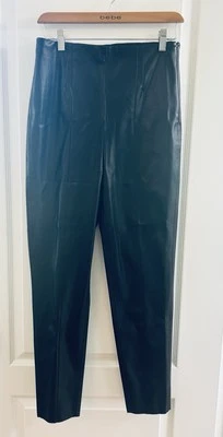 Zara black leather pull-on pants womens skinny. Size L - Image 1 of 4
