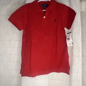 Polo Ralph Lauren Polo Casual Shirt Boys Red Short Sleeve Polo Size Small 5 NWT - Picture 1 of 4