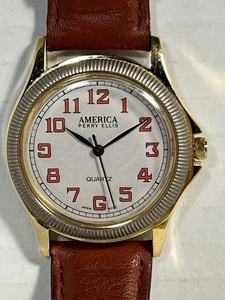 Vintage Perry Ellis America Unisex Quartz Watch w/Large Numbers & New Battery - Picture 1 of 17